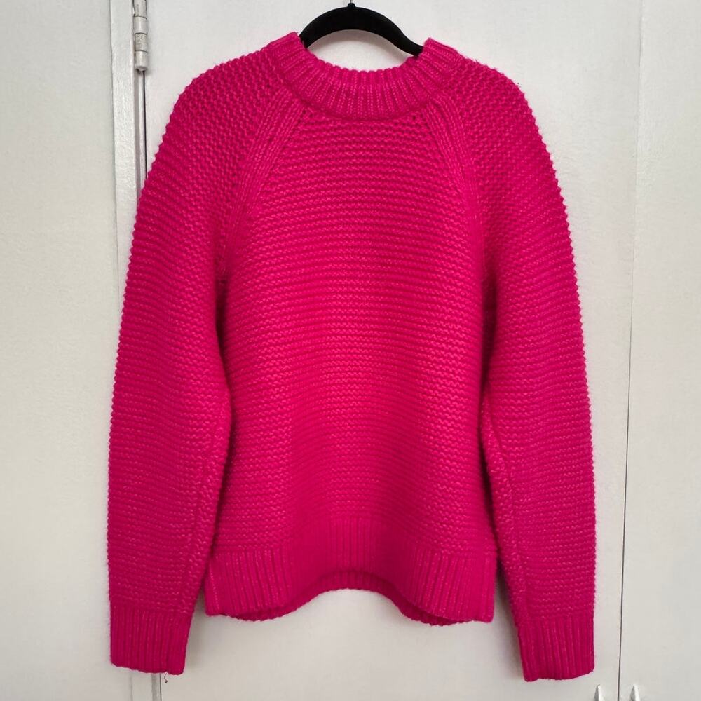 Lou & Grey Wool Blend Bright Fuchsia Large Knit Sweater Size Small